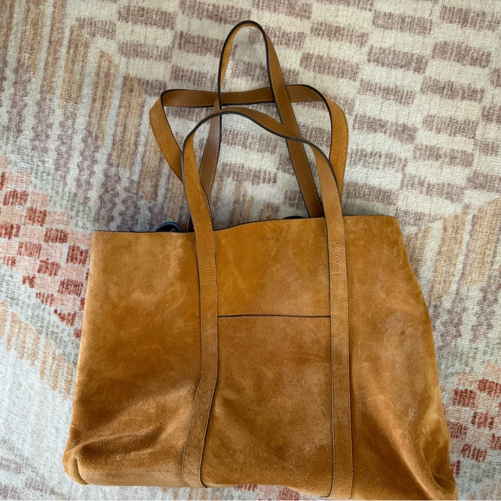 EUC Sezane Camel Beige Caramel Sand Suede Gabin Tote Bag Weekender Large Maxi
